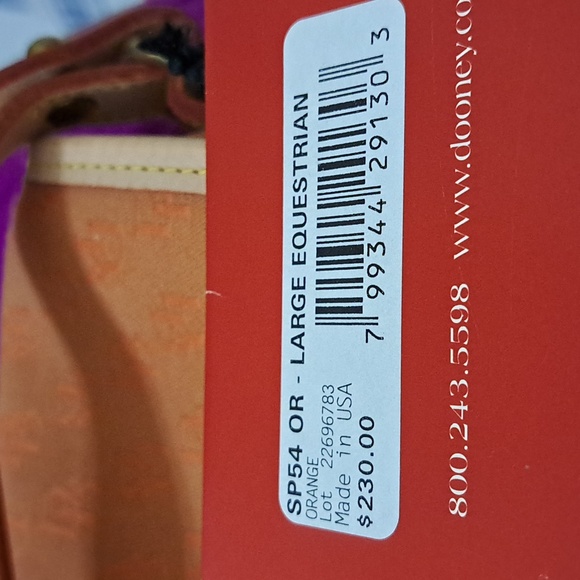 Dooney & Bourke Large Orange Fabric Equestrian Shoulder Bag - Picture 6 of 6
